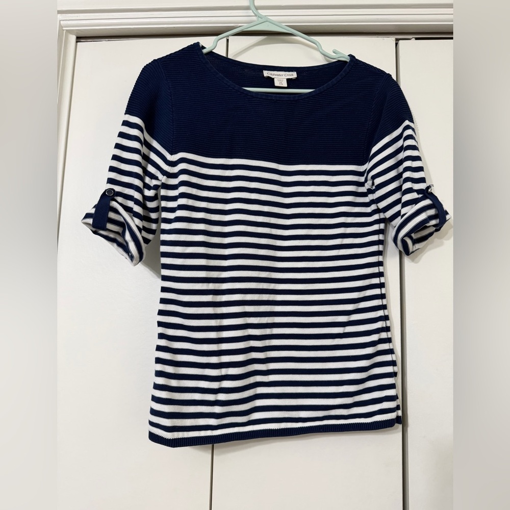 Coldwater Creek Striped Top in Navy and White